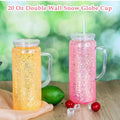 20oz with handle snowglobe tumbler